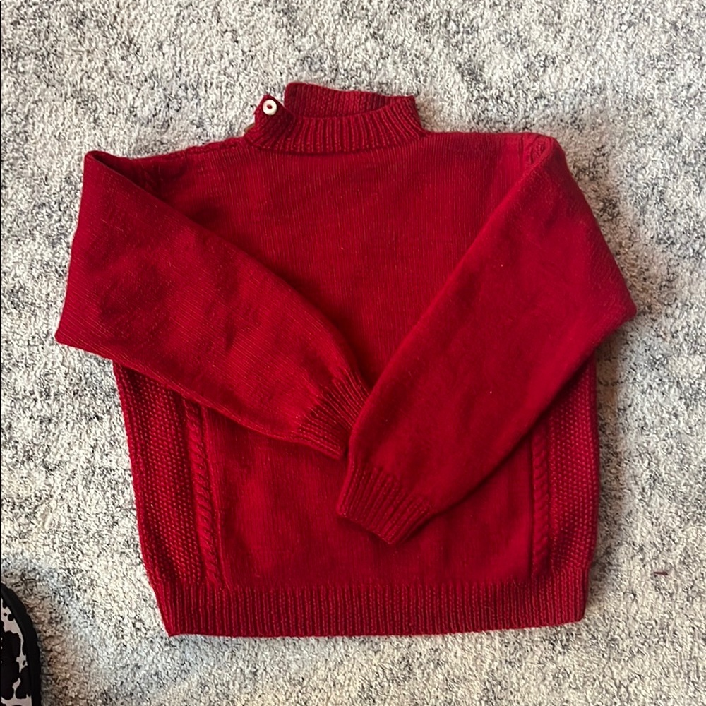 MADE IN URUGUAY Ladies medium Red Turtleneck Sweater 100% virgin wool hand knit - Picture 10 of 10